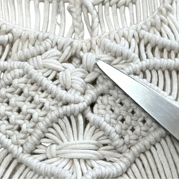 Shyanne Country Cowgirl Tiered Macrame Fringe Sheer Swiss Dot Cream Dress Size M - Picture 10 of 12